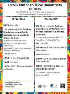 I Seminário de Políticas Linguísticas Críticas